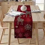 DÉCORATION MULTIFONCTIONNELLE POUR TOUTE L'ANNÉE : Ce chemin de table rectangulaire est incroyablement polyvalent . Idéal pour un usage quotidien dans la cuisine ou la salle à manger, il se transforme en une magnifique décoration pour un mariage, un anniversaire, une fête de Noël ou une réception d'automne. Parfait aussi sur une table basse, une console ou une table de jardin