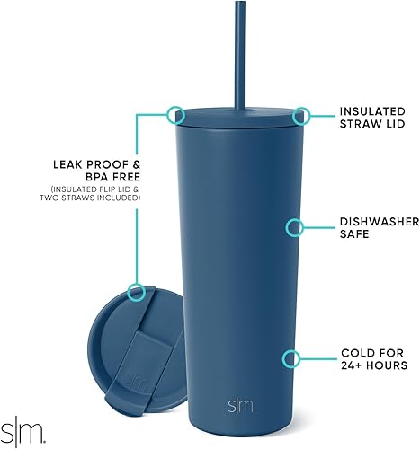 Miniatura 2 de Simple Modern - Vaso aislado con tapa y pajita  Taza de café helado, botella de agua reutilizable de acero inoxidable, taza de viaje  Regalos para