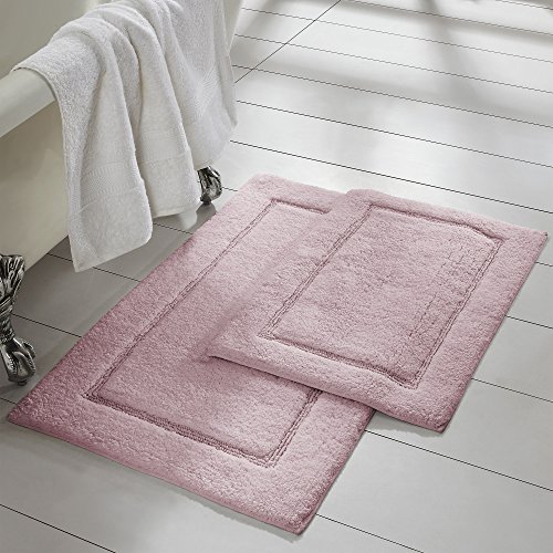 Image of Modern Threads 2-Pack Solid Loop with Non-Slip Backing Bath Mat Set 17-inch by 24-inch & 21-inch by 34-inch, Dusty Rose