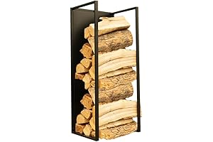 Heavy Duty Contemporary Black Firewood Rack with Wall Mount and Freestanding Options