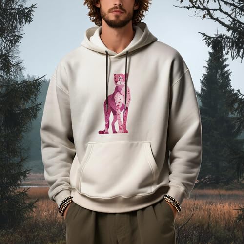 Mens Oversized Hoodies Animal Graphic Printed Pullover Tops Casual Drawstring Fall Outdoor Sweatshirts with Pocket4