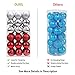 walsport Christmas Balls Ornaments for Xmas Tree, 36ct Plastic Shatterproof Baubles Colored and Glitter Christmas Party Decoration 1.6inch Set (Silver & Red)