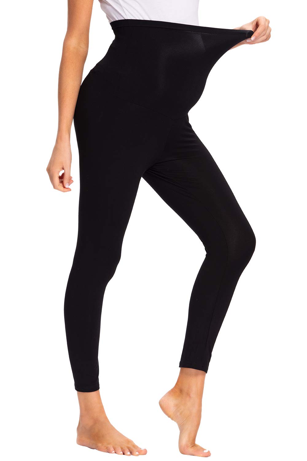 Legging Grossesse Maternité, Pantalon de Grossesse Femme Leggings Longs de Grossesse en Coton, Super Confortable Legging Vêtements Grossesse Sports et Loisirs