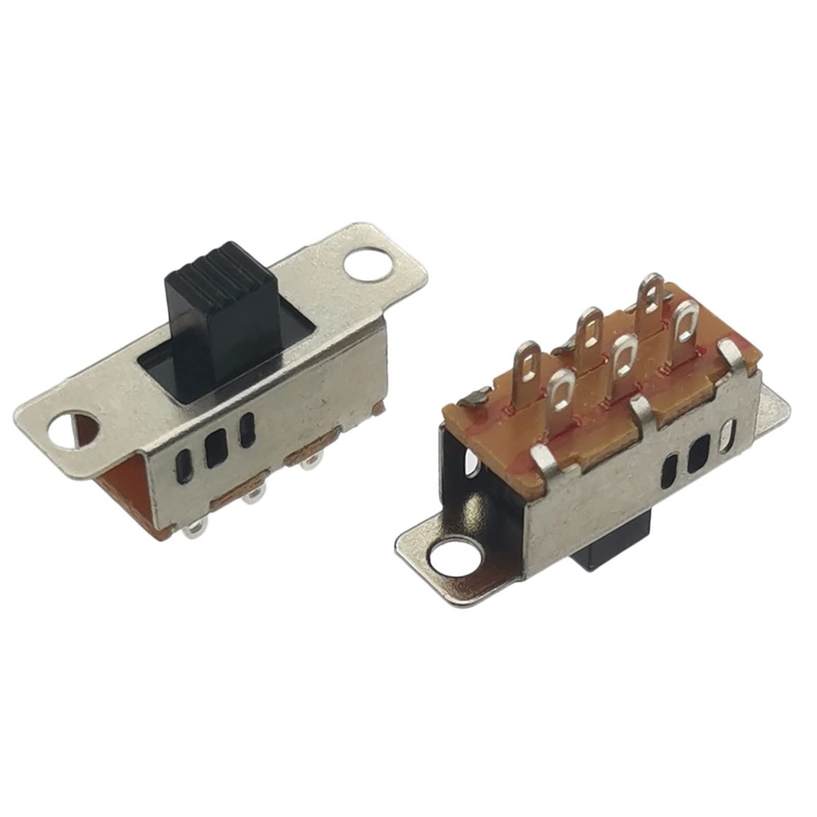 10 Uds On-Off 3 posiciones 6P PCB Panel interruptor deslizante Montaje en Panel interruptor deslizante Vertical 6 pines interruptor de palanca manija alta 5mm Microswitch
