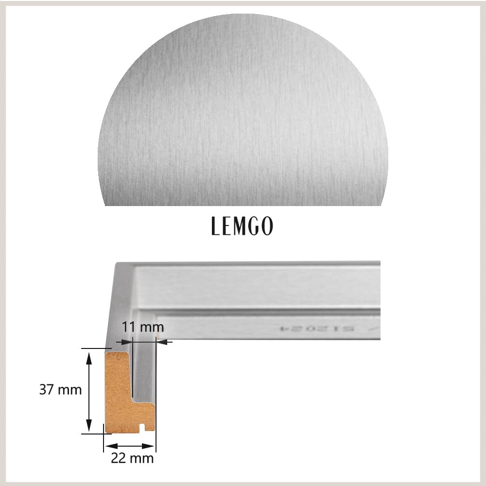 Sombra Juntas Marco Lemgo aluminio pulido (), diseño con letras de impresión Negro bastidor Lienzo de distintos tamaños Decoración, madera maciza, "U" Schwarz, 50 x 70 cm