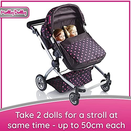 Molly Dolly 2 in 1 Twin Deluxe Dolls Pram Pushchair Stroller For Girls