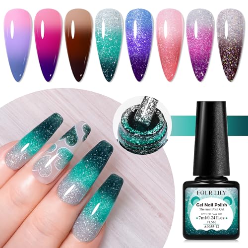 Set de esmaltes de uñas gel térmico con 8 colores cambiantes miniatura 3