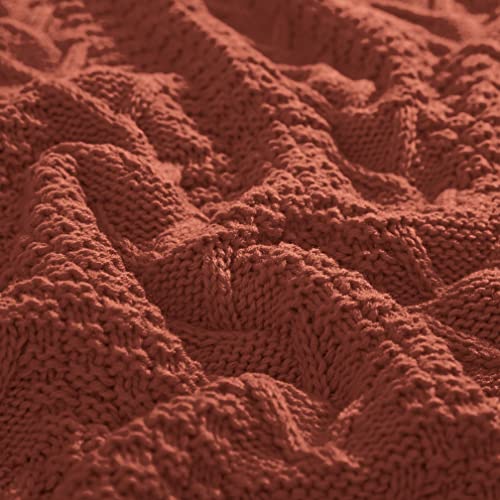 Aormenzy Knitted(50" X 60") And 2 Pillow Covers (18" X 18"), 3 Piece Rust Throw Blanket Set, Decorative Throw Blankets For Couch Sofa Bed Living Room #TOP6