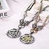 Oidea Viking Necklace for Men: Vintage Ouroboros Snake Valknut Runes Pendant with Wolf Head Byzantine King Chain Nordic Amulet Jewelry Gifts 24" Chain Silvergold #5