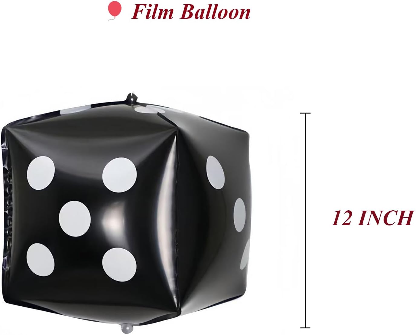 6 Pcs Dice Balloon Casino Theme Party Decor, Square Dice Foil Red Black White Casino Balloon for Game Night Birthday Graduation Prom Party