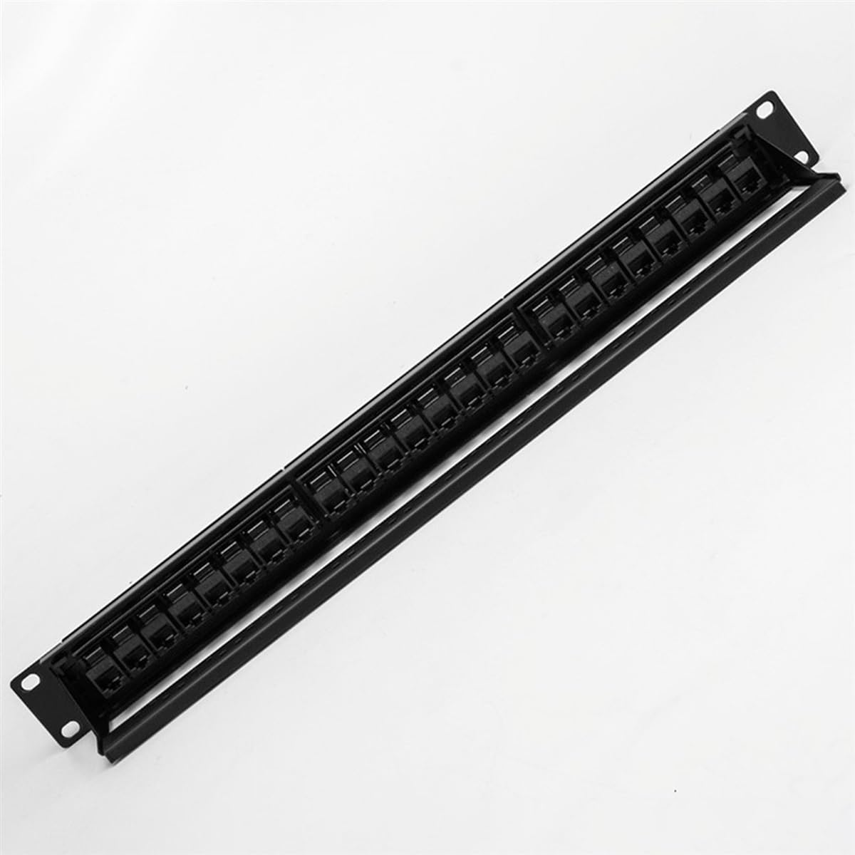 19-calowy stojak do szafy 1U przelotowy 24-portowy panel krosowy CAT6 adapter kabla RJ45 gniazdo keystone rama modułowa