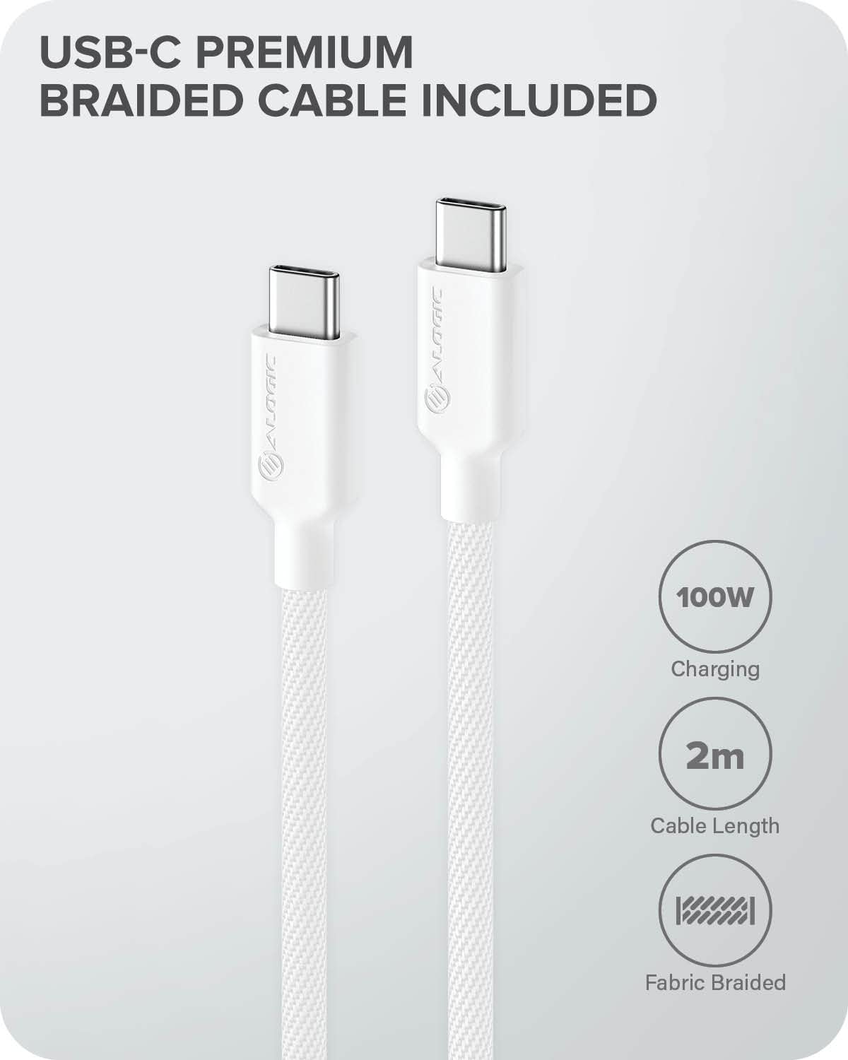 ALOGIC Cargador MacBook Pro, Cargador USB C de 100 W con tecnología GaNFast, Power Delivery 3.0, para MacBook Pro, Air, M1 Mac, XPS, iPad Pro, iPhone 12 Pro, Galaxy etc.