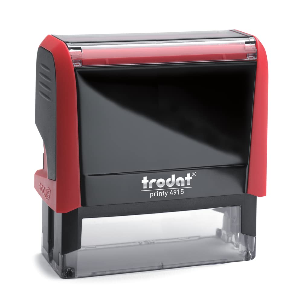 Trodat Printy 4915 Timbro Personalizzato Autoinchiostrante, max 6 Righe, Dimensione Impronta 70x25 mm, Colore Timbro Rosso, Cartuccia Inchiostro Rosso, Ideale per Uffici, Aziende, Medici, Insegnanti