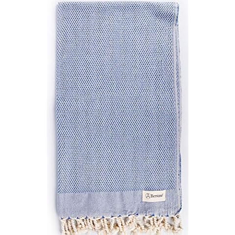 Toalla de Mano Turca Bersuse Ventura 100% Algodón Azul Vaquero Cover