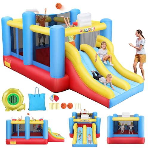 AKEYDIY Bounce House Ball Game Park, Large Bounce House for Kids 8-12, Sports Mania Bouncy House with Large Bounce Area/Dual Slides Inflatable Bouncer with Blower - Huge16ft x10ft