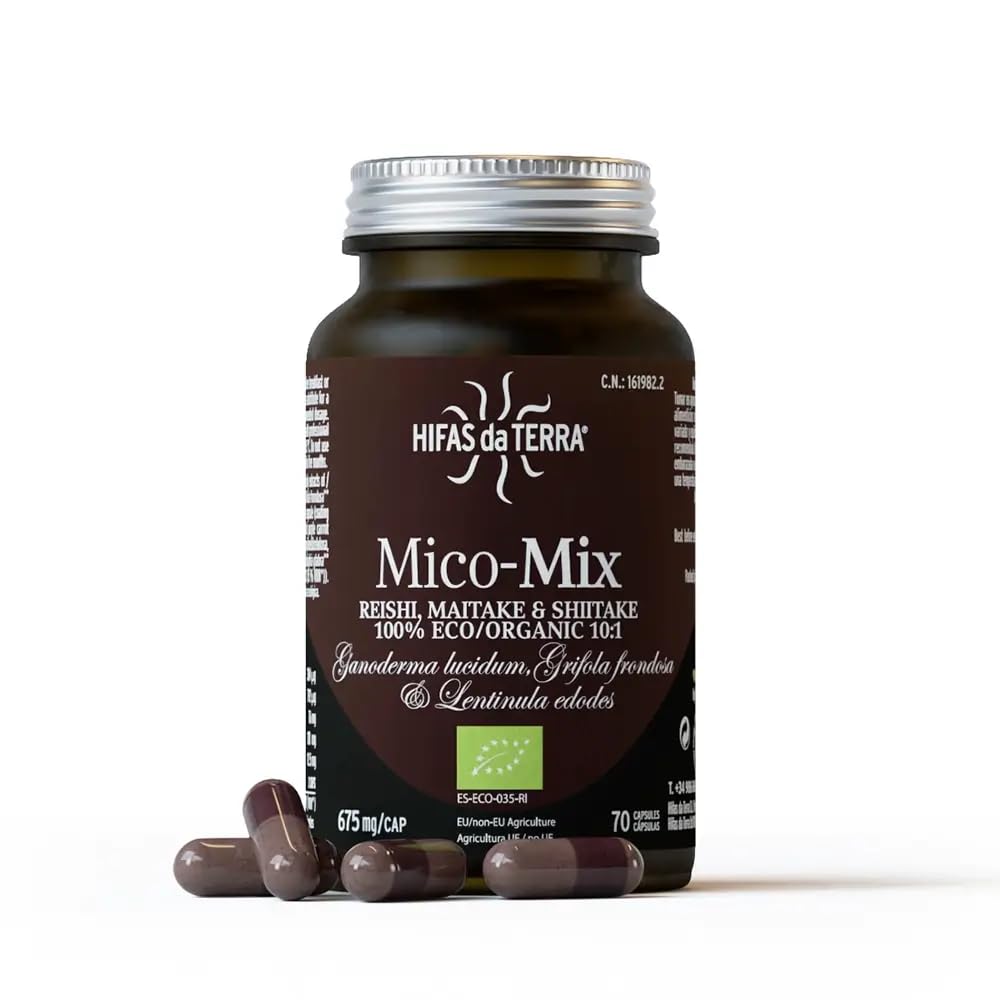 HIFAS DA TERRA - Mico-Mix Reishi, Maitake & Shiitake Mushroom Extract 70 Capsules | Triple Mushroom Complex with Dual Extraction | Immune System & Antioxidant Support | Daily Wellbeing