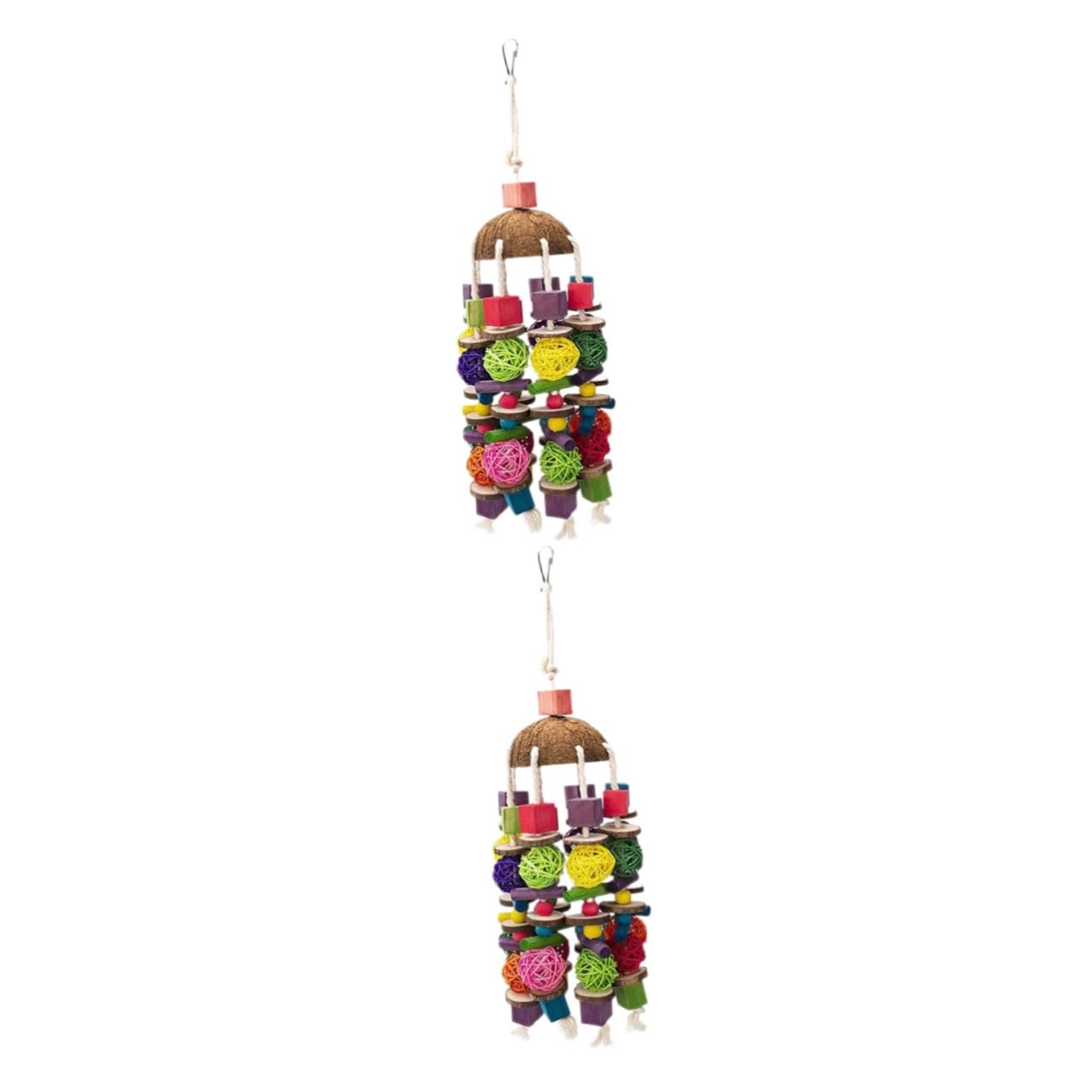 minkissy 2 Piezas de Juguetes Colgantes de forrajeo para pájaros para cacatúas, Soporte de Perca de pájaros, Juguete de búsqueda para Loros, periquitos, Juguetes para Jaula, Cono de de Madera