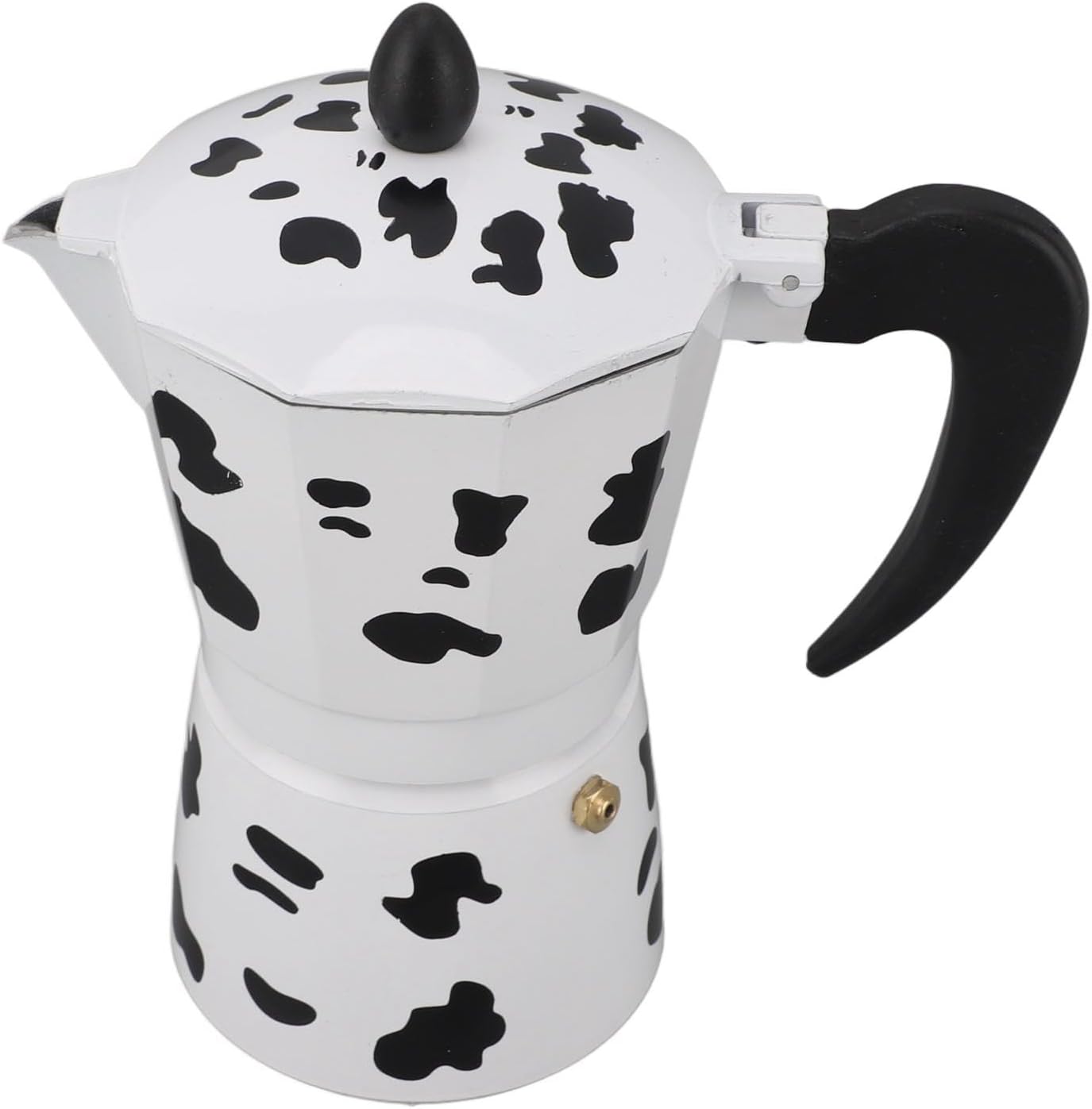 Fockety Stovetop Espresso Maker, Aluminum Milk Cow Color Pot Cow Pattern Portable Coffee Pot Espresso and Coffee Maker for Home Cafe Outdoor Activities Camping Travel (6 Cups