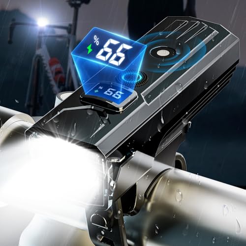 自転車 ライト 充電式 超高輝度 オートライト 充電式 自転車ライト 2000ルーメン 光センサー 自動点灯 180°大ワイド照明 IPX5防水 5つ点灯モード LED残量表示 ロードバイクライト 小型 懐中電灯兼用 TYPE-C USB充電式 クロスバイク 取り付け簡単 明るい 耐衝撃 通勤 通学 防振 防災 地震/夜釣り/停電/登山 緊急対応 日本語説明書付き (ブラック)