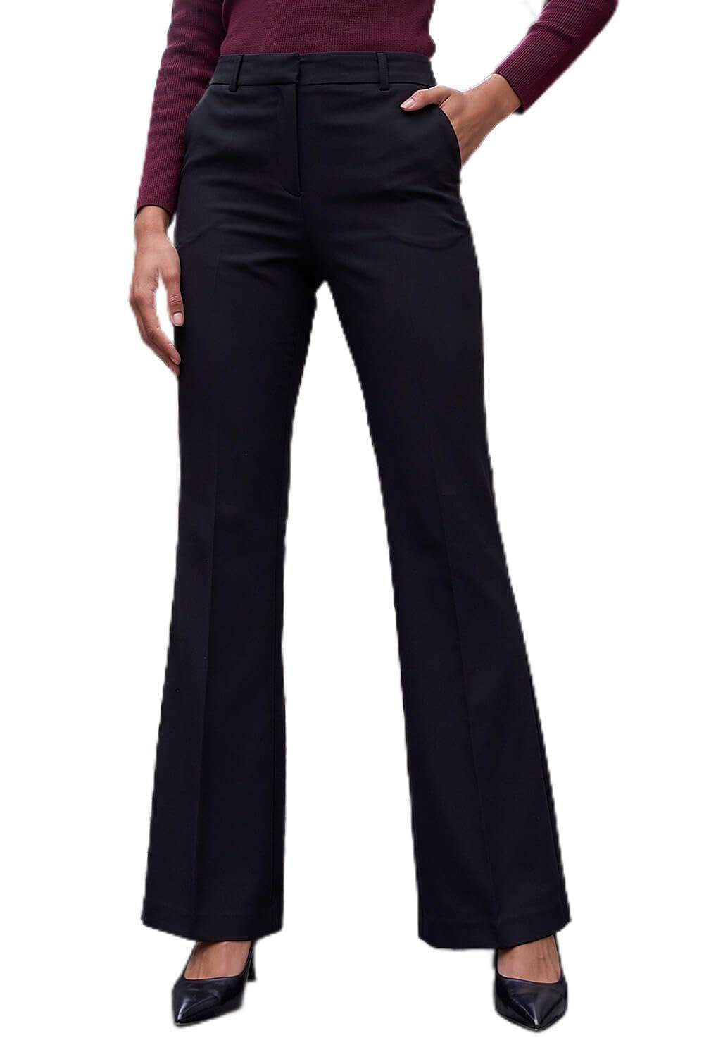Roman Women's Bootcut Crepe Stretch Trousers in Black | Size: 10