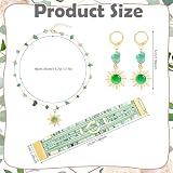 MWOOT Bohemian zestaw biżuterii dla kobiet, boho, vintage, warstwowa, skórzana bransoletka, zielony kryształ, kamień, słońce, choker, naszyjnik, regulowany, zwisające słońce, wiszące kolczyki