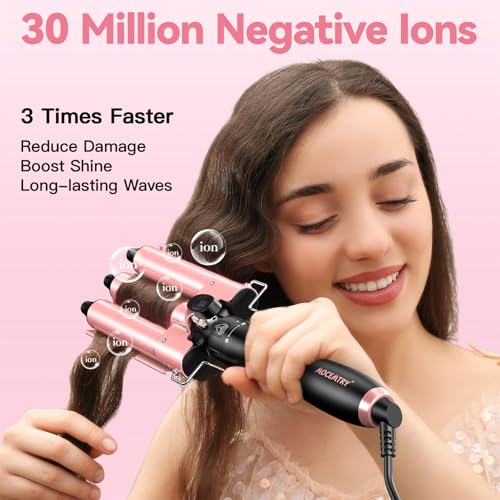 Image of MOCEMTRY 5-in-1 Curling Wand Set (0.9 cm-3.2 cm) with 3 Barrel, Bubble Curling Wand and 3 Ceramic Barrels, Curling Iron 1 Inch Curling Tool for Women with Two Temperature Control