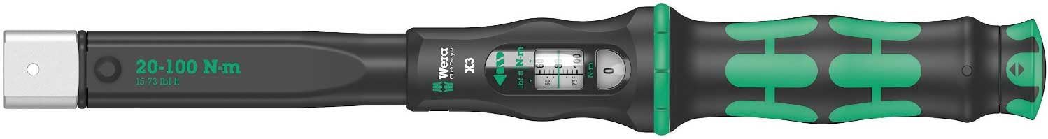 Wera 05075653001 Click-Torque X 3 torque wrench for insert tools, 20-100 Nm, 9x12 x 20-100 Nm