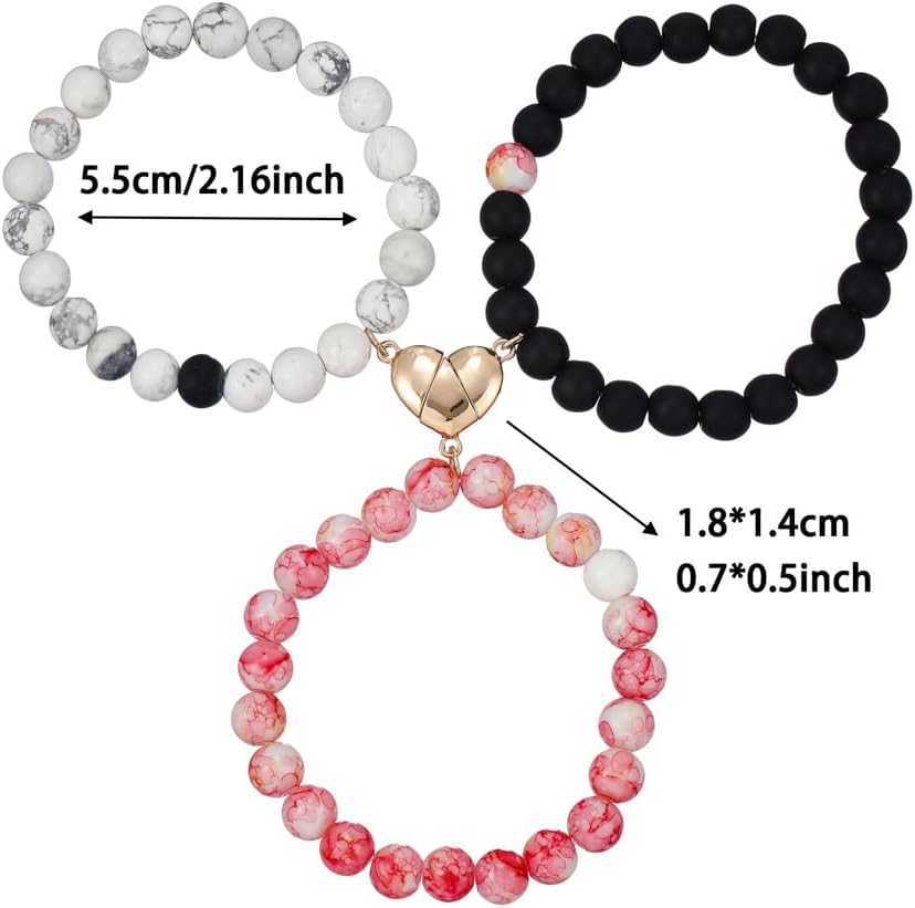 Caiyao Colorful Beaded Love Heart Matching Bracelet for Mother Daughter Best Friends Cute Cartoon Butterfly Friendship Charm Bracelet for Women Men Sister Birthday Jewelry Gifts - Image 2