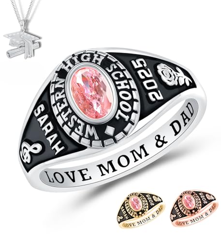 PJM Customized Sterling Silver Women Class Ring – Delicate Classic – (Sterling Silver Platinum)