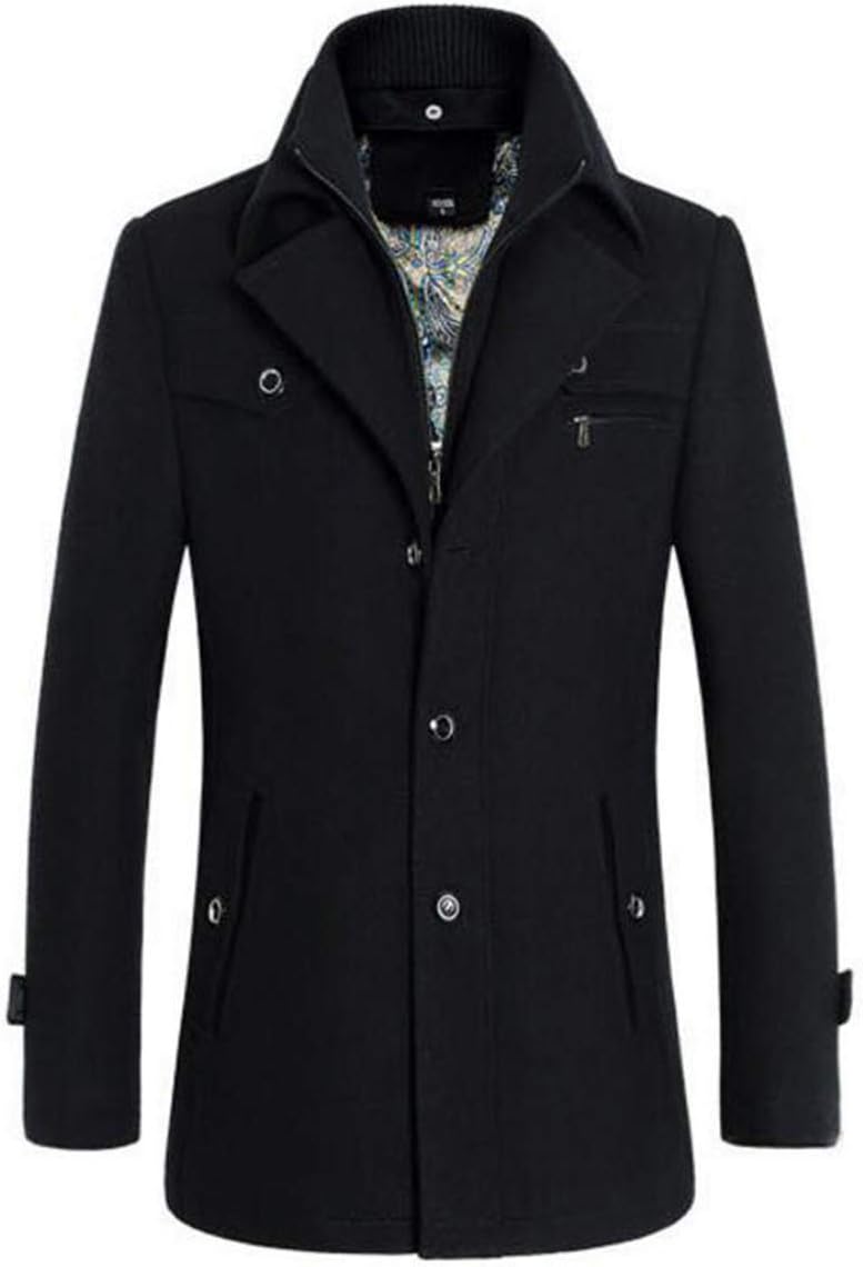 PRIJOUHE Men's Wool Coat Winter Coat Slim Medium Long Coats Overcoat Male - Image 2
