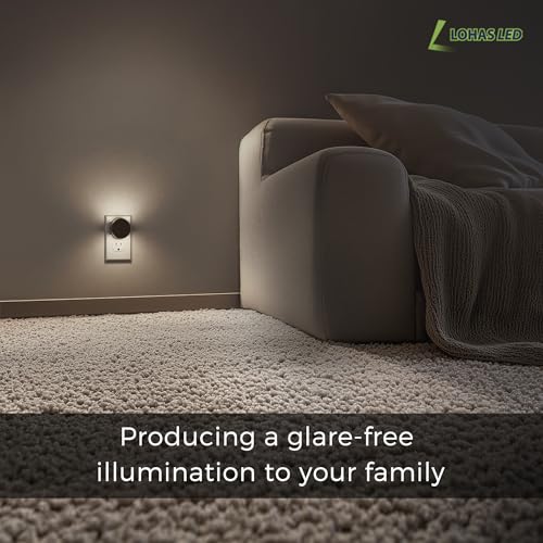 Image of L LOHAS LED Night Lights Plug into Wall,[2-Pack] Plug in Night Light | Light Sensor,Brightness Adjustable,5000K Daylight White,Nightlight for Hallway Bedroom Bathroom