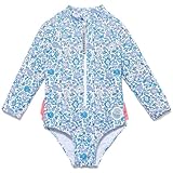 [Mazuliso] ベビー 水着 ラッシュガード UPF50+ UVカット 女の子 ワンピース YKKボタン 長袖 (Flowers 7, 12-18 Months)