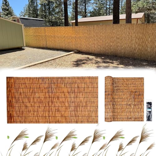 BZCKBZ Recinzione in Bambu 100x400cm 110x500cm 120x600cm 130x700cm Rotolo per Recinzione in Canna per Cortile, Giardino, Esterno, Stuoia Cannette(110x1000cm(3.6x32.8FT))