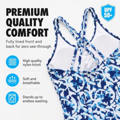 Image of Kanu Surf Girls' Reese UPF 50 Beach Sport Criss-Cross One Piece Swimsuit