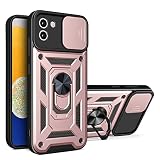 ESTH® Custodia per Samsung Galaxy A03(166mm) con Custodia per Fotocamera Scorrevole e Supporto ad Anello [Cover Paraurti Compatibile con Supporto Magnetico per Auto], Oro rosa