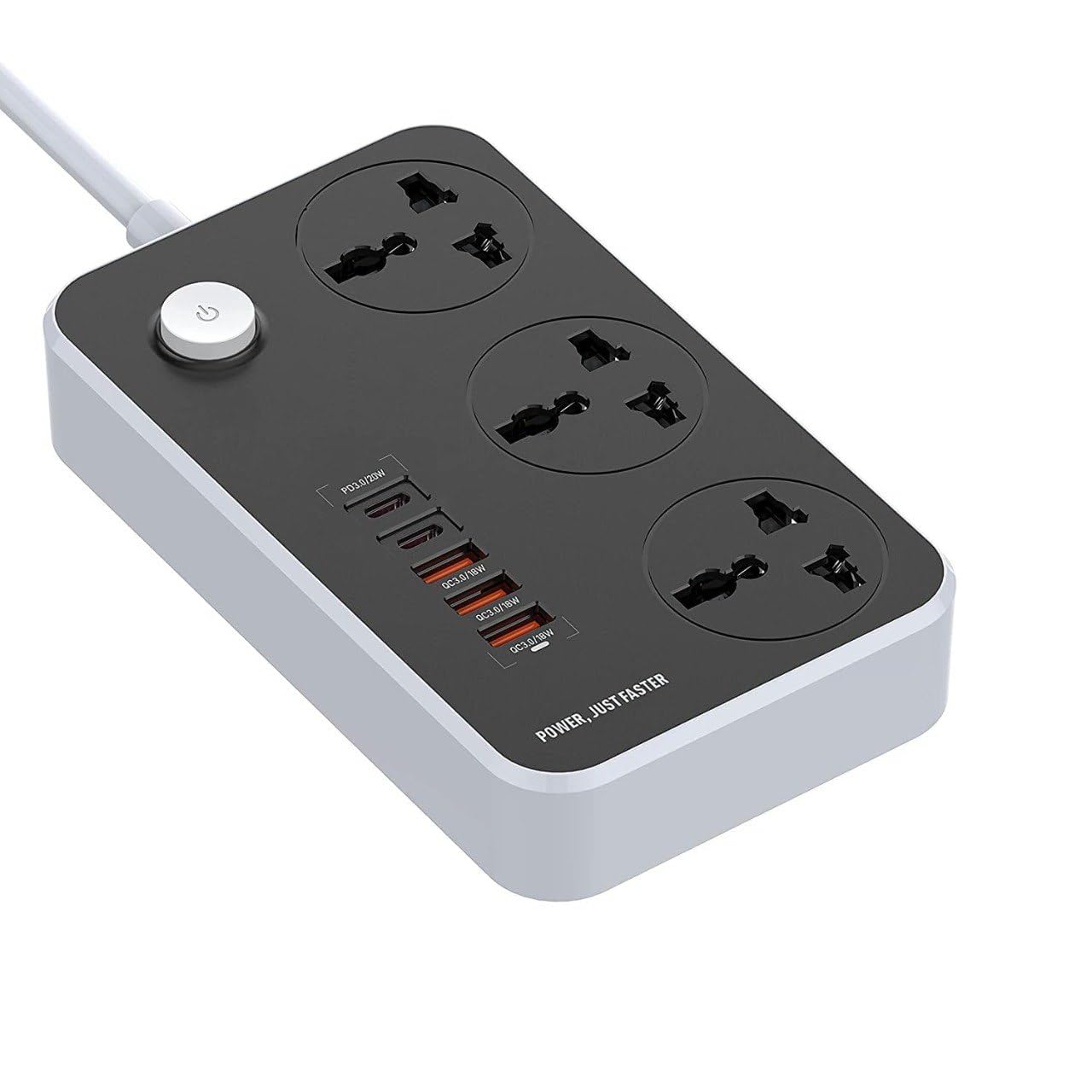 HUPLA 8-in-1 Power Strip Extension Board with 3 Universal Sockets, 3 USB Ports & 2 Type-C Fast Charging Ports | 2500W Multi Plug Adapter with Power Switch, Child Safety Shutter, Surge Protector-image-32