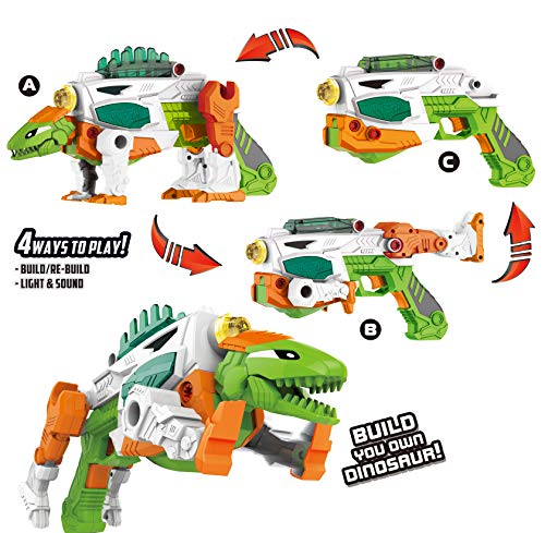 Dinosaur Toy Gun - 3-In-1 Transforming Dinosaur Blaster With Cool Sound Effects & Led Light Up - Build And Take Apart Toy For Boys & Girls (Stegosaurus) #TOP1