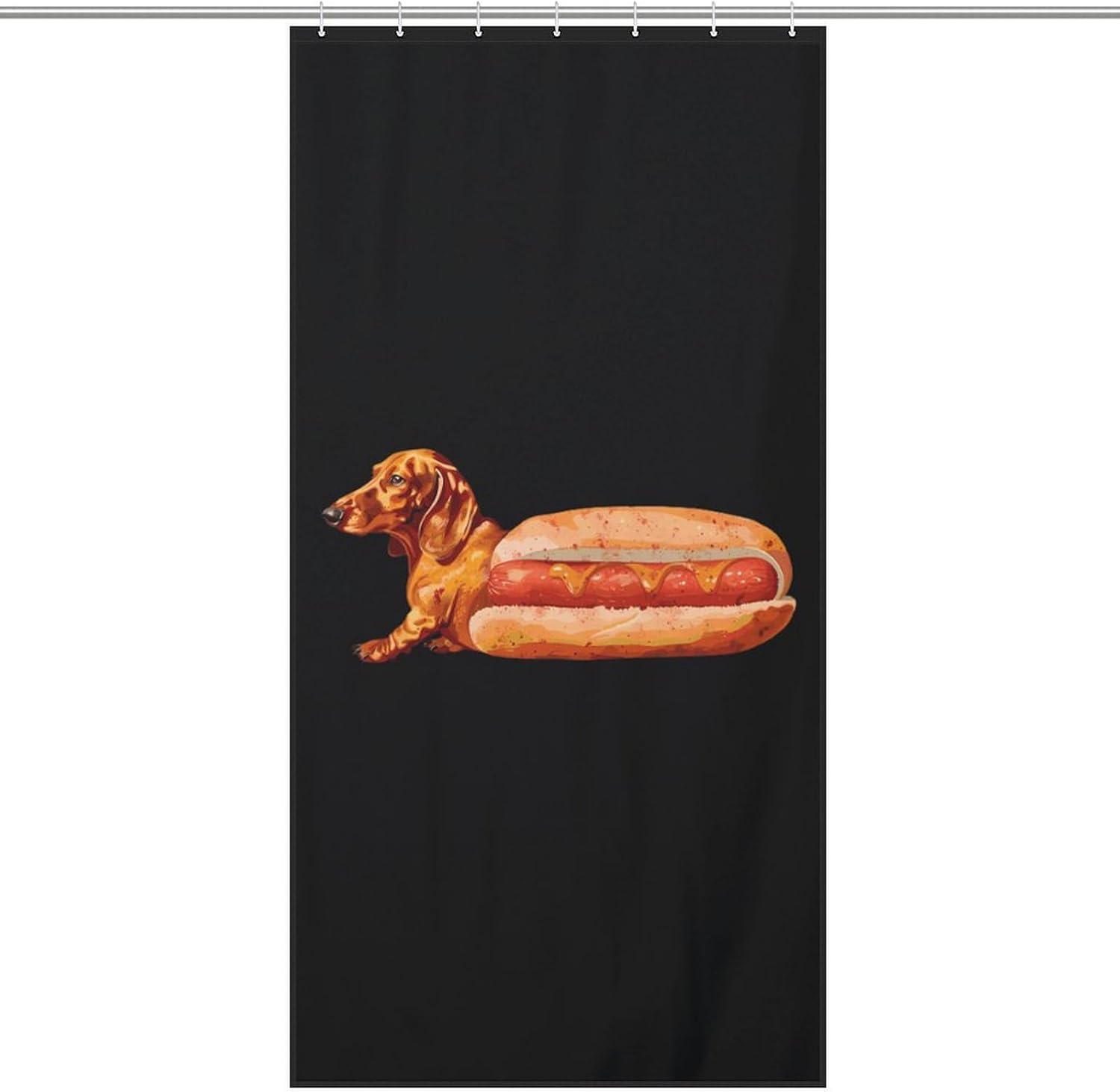 Cute Dachshund Hotdog Funny Shower Curtains Washable Bath Curtain Liner with Hooks for Bathroom Bath Tubs 36x72Inch（92x183cm）