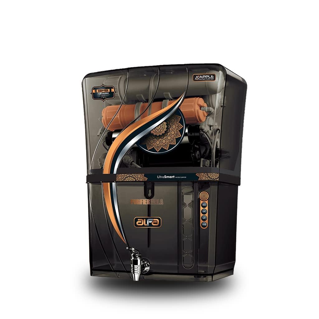 AQUA ALFA Black TRP WATER PURIFIER RO+UV+UF+COPPER+ALKALINE+ZINC+TDS CONTROLLER | 12 LTR STORAGE | 15 LPH CAPACITY| WALL MOUNTED/TABLE TOP | WITH PRE FILTER SET-picture-10