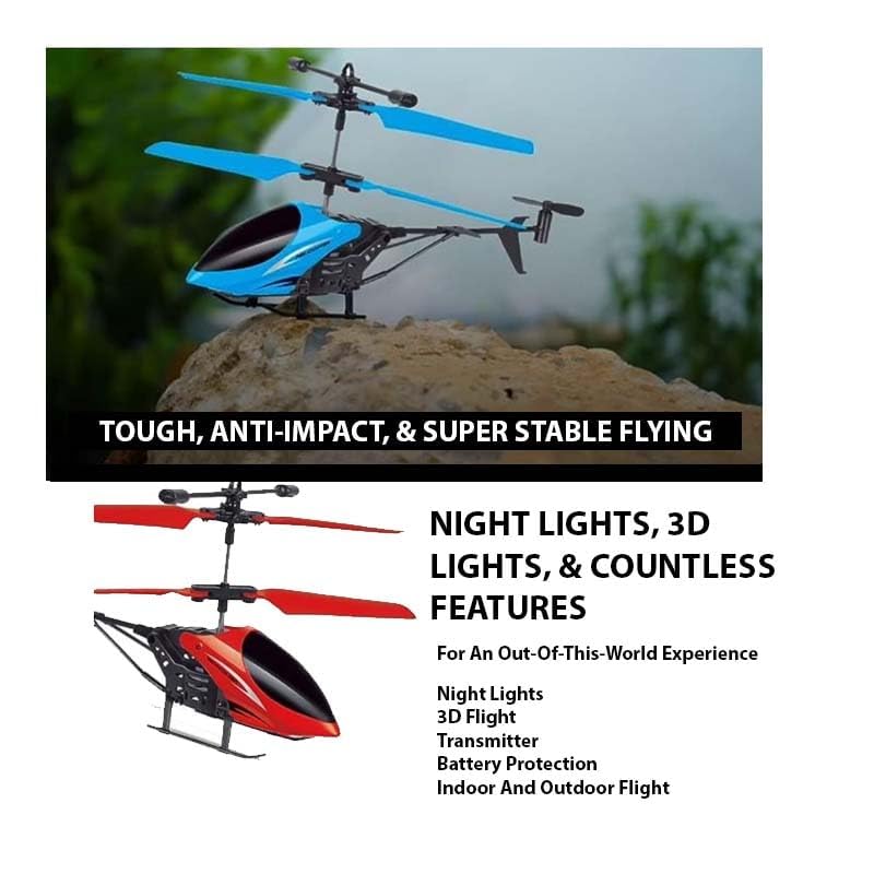 Image of Elevate Playtime with a Radio-Controlled Helicopter - Infrared Induction Flight, Gravity Control, 3D Light, USB Rechargeable for Indoor and Outdoor Flying Fun - Pack of 2