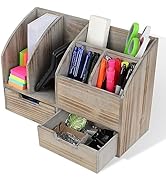 Creekview Home Emporium Wooden Office Desk Organizer - Rustic Wood Desk Organizer for Office Supp...