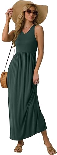 Miniatura 5 de GRECERELLE Vestido Maxi Largo de Tirantes de Verano para Mujer sin Mangas Casual con Bolsillos (XS-3XL)