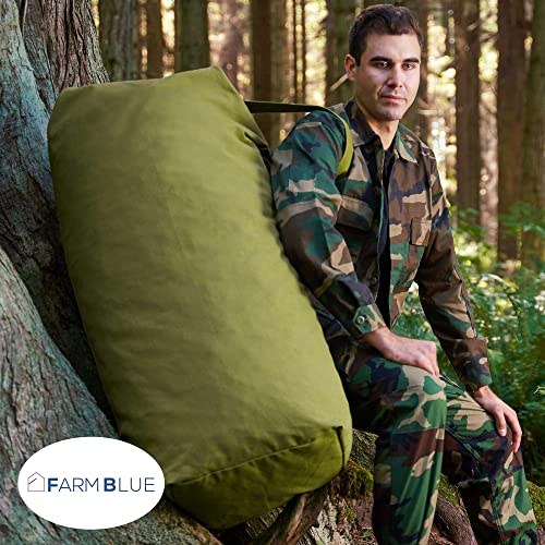 Farm Blue Top Load Duffle Bag - XX Large Military Duffel- Heavy Grade Cotton Canvas Army Laundry Bag - Men Women & Students- Top Loading Tactical Gear Sack - 30" x 50" (OD Green-XXL)2