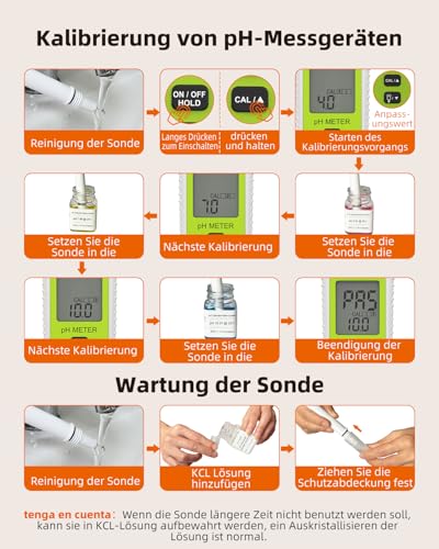 Tadeto pH Messgerät, Hohe Präzision Digitale pH Tester für Wasser, Erde, Pool, Boden, Trink, Garten, pH Meter mit Thermometer LCD Display und Kalibrierung Set und Legierung Schutzkapp