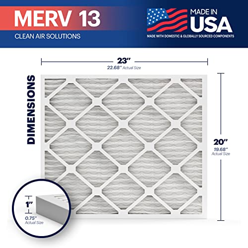 Image of BNX TruFilter 20x23x1 Air Filter MERV 13 (6-Pack) - MADE IN USA - Electrostatic Pleated Air Conditioner HVAC AC Furnace Filters for Allergies, Pollen, Mold, Bacteria, Smoke, Allergen, MPR 1900 FPR 10