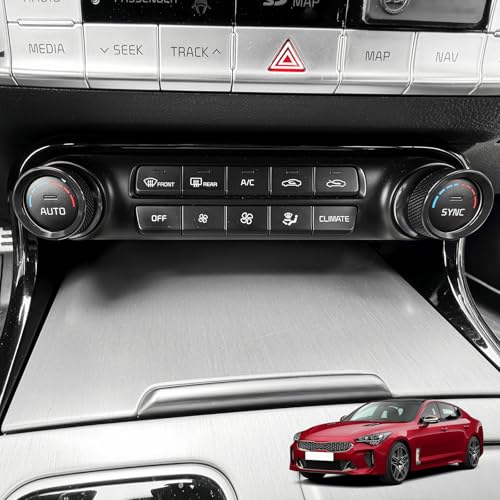 YOUTOOCAR 2PCS Aluminum Air Conditioning Knob Covers Compatible with Kia Stinger 2018-2023 Accessories (Black)