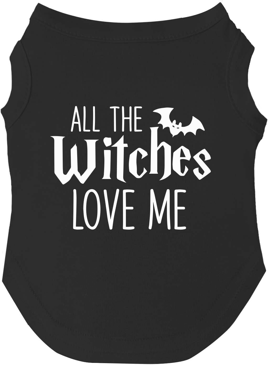 All The Witches Love Me Halloween Dog Tee Shirt | Sleeveless | Sizes for Puppies, Toys and Large Breeds (Red, X-Small 851)