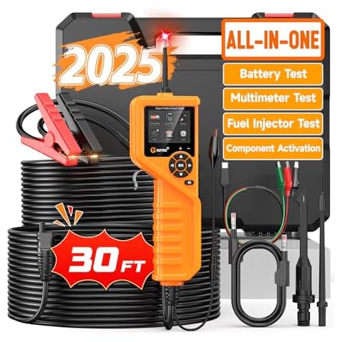 KZYEE KM601 Super Probe Circuit Tester, All-in-One 12V 24V Automotive Power Circuit Probe Kit, Multimeter/Relay Test/Battery Test/Fuel Injector Test, Short Finder, 30FT Cable, 2 Probe Tips Cover