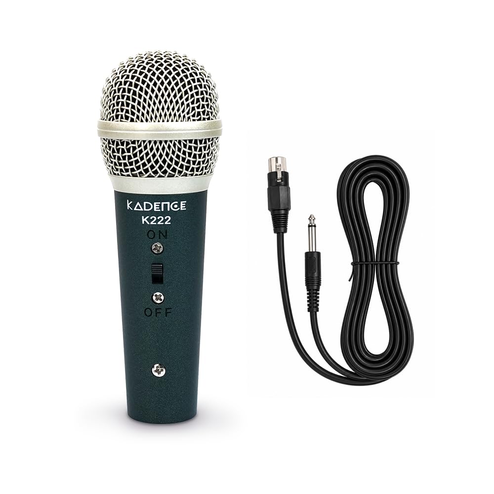 kadence k222 wired mini dynamic cardioid microphone | studio & karaoke mic for vocal clarity | plug & play singing mic