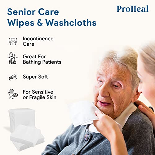 Disposable Dry Wipes, 100 Pack – Ultra Soft Non-Moistened Cleansing Cloths For Adults, Incontinence, Baby Care, Makeup Removal – 9.5" X 13.5" - Hospital Grade, Durable – By Proheal #TOP4